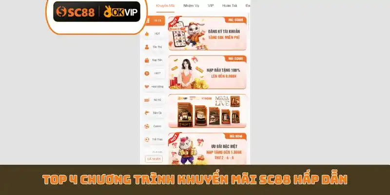 Top 4 chương trình khuyến mãi SC88 hấp dẫn